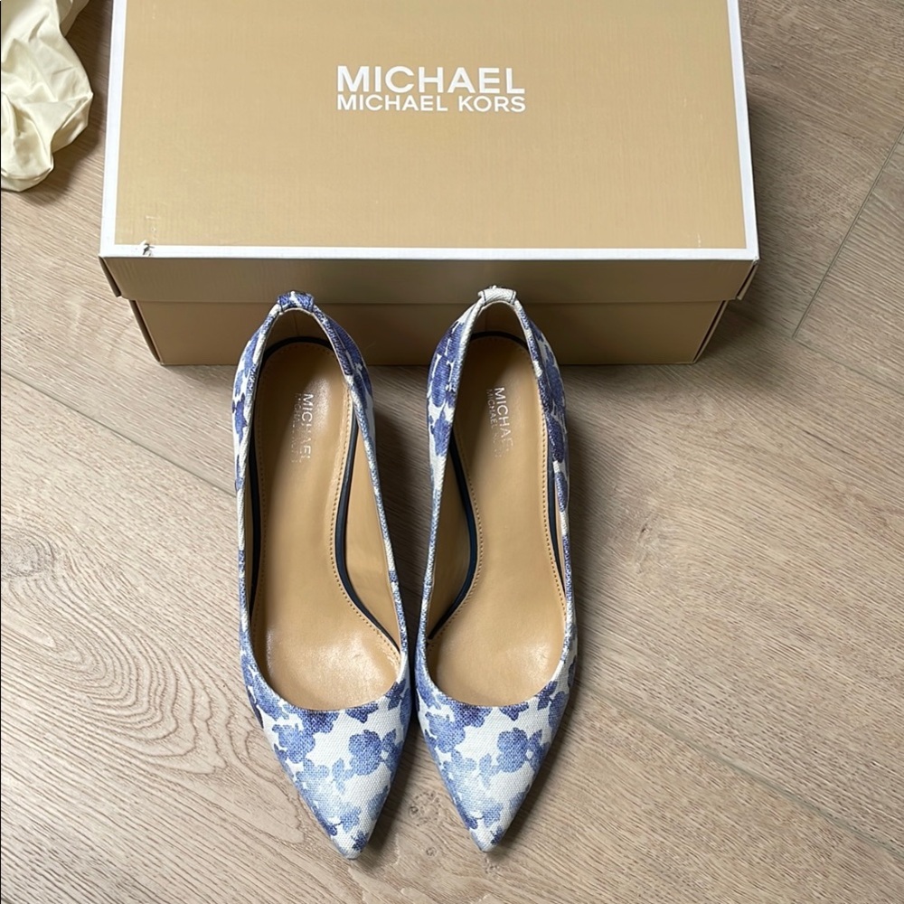 Michael Kors Blue Heels with Floral Design